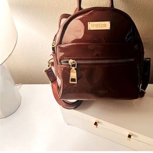 Bebe backpack mini leather red burgundy